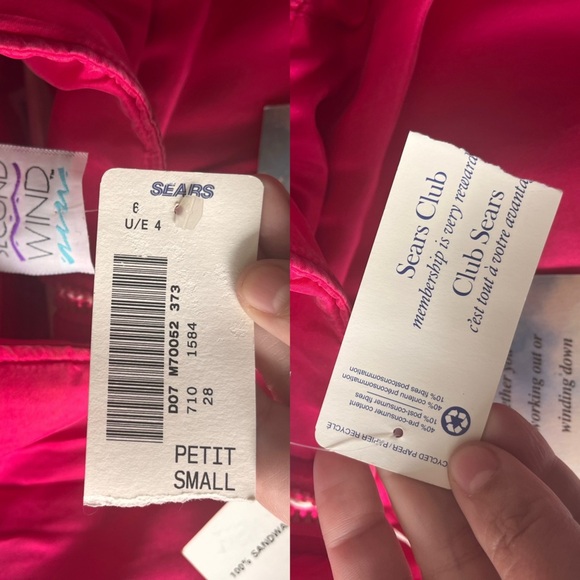 Vintage “Second Wind” Silk Fuchsia Tracksuit NWT Deadstock S - Picture 5 of 16